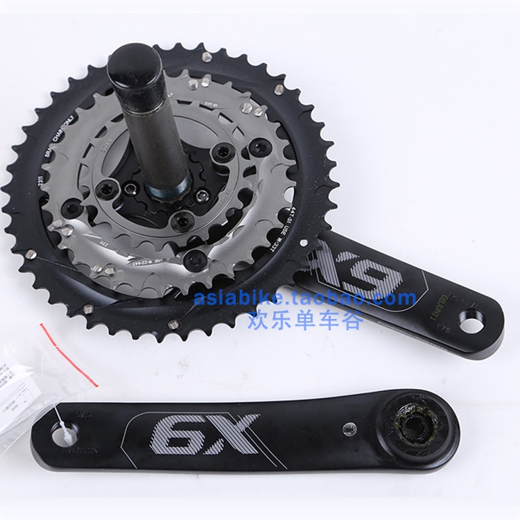 速连牙盘X9速连3片30速22/33/44齿黑色175腿长带中轴牙盘