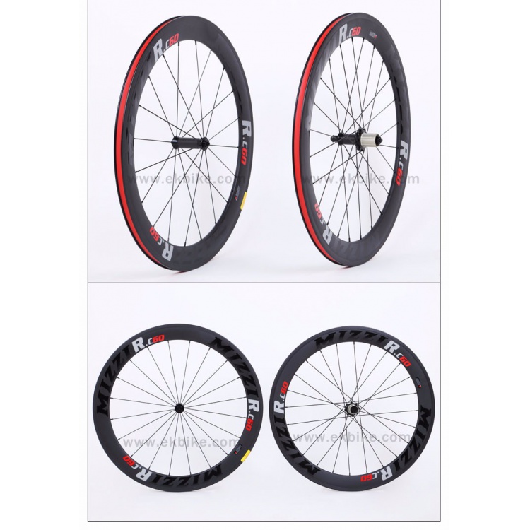 MIZZI公路自行车碳刀RC60轮组700C碳纤维自行车轮毂骑行配件单车轮组