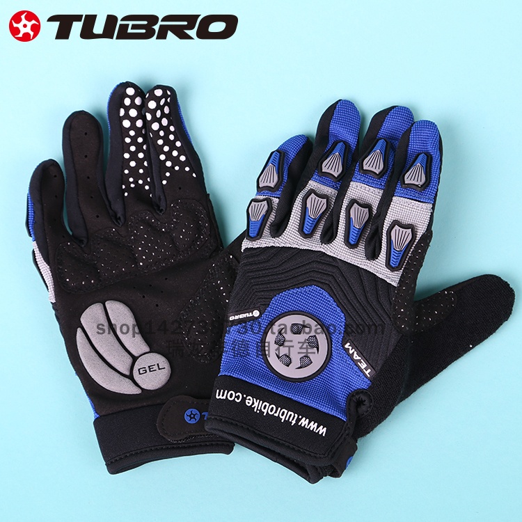 台湾TUBRO硅胶手套TEAM长指防滑吸汗硅胶运动手套骑行全指手套