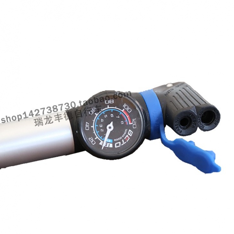 台湾BETO铝合金打气筒便携式气压表单冲程气筒 双孔美法咀两用CLD-031AG