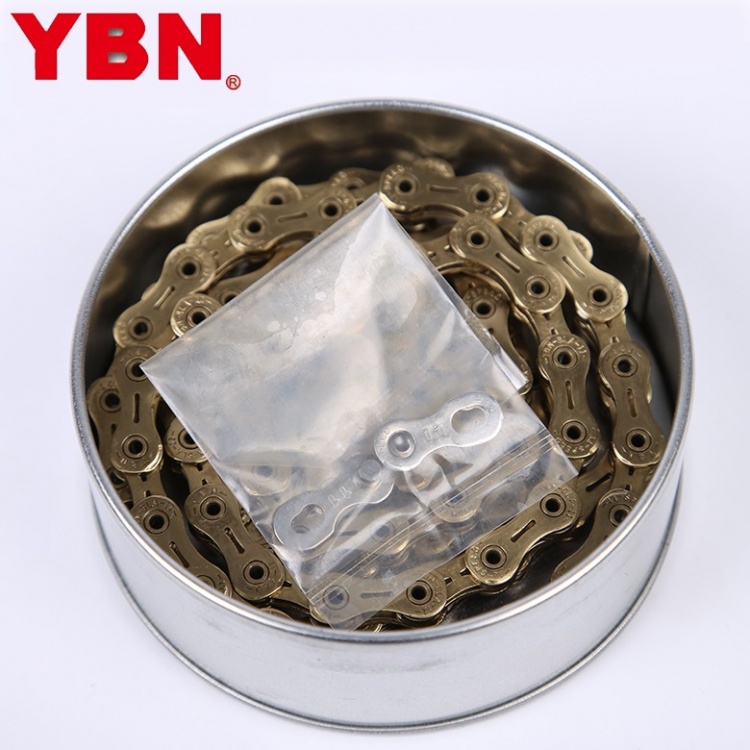 雅邦YBN自行车11速链条钛金色进阶空心轴镂空内外片链条116节链条