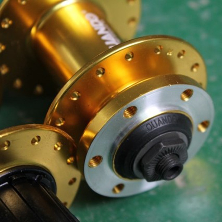 台湾昆腾碟刹山地车滚珠花鼓自行车32孔单前后滚珠花鼓快拆轴承24孔金色滚珠前花鼓